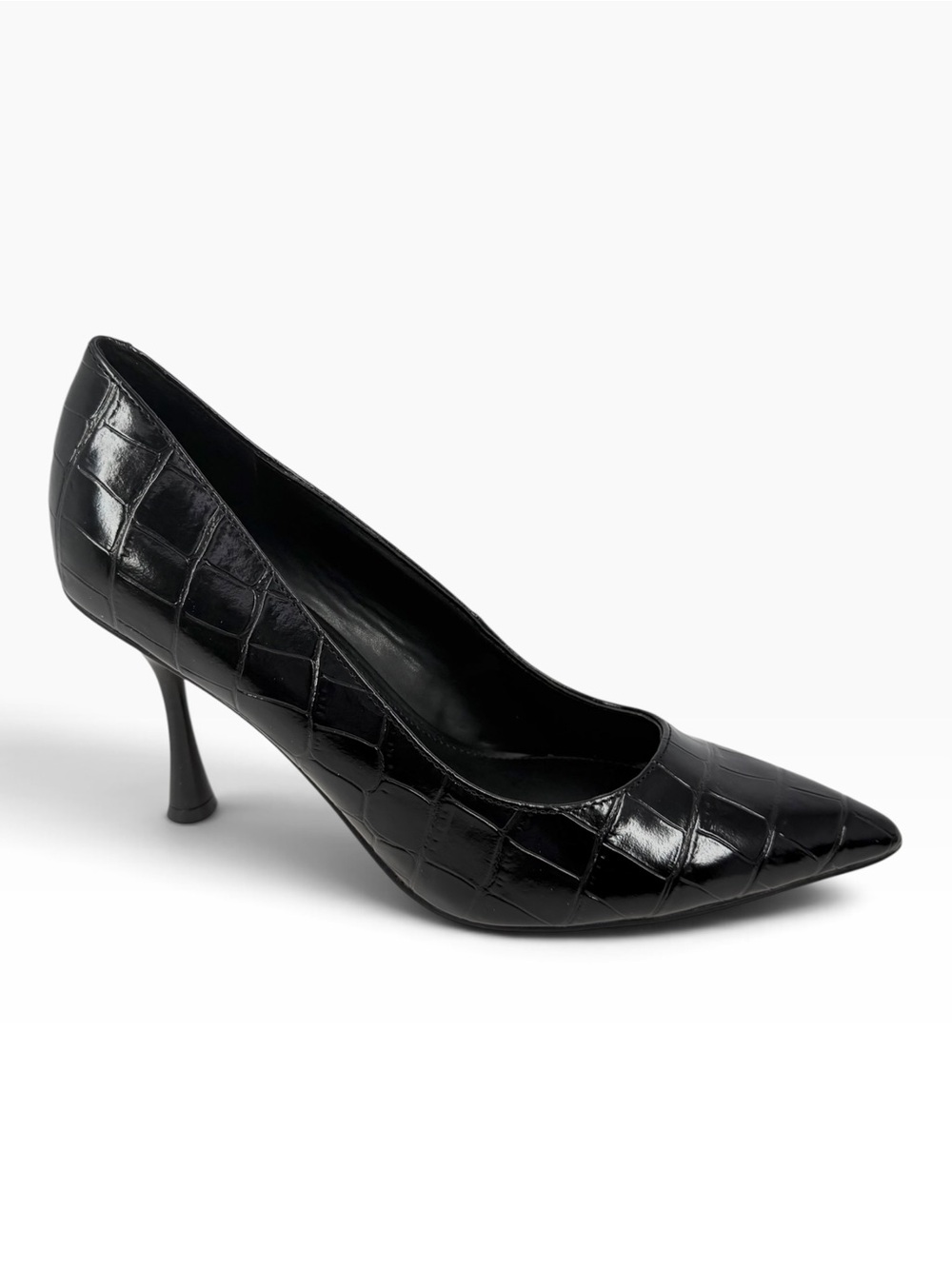 Marc Fisher Women's Santal Tapered Stiletto Pumps Black Croco Size 8M
